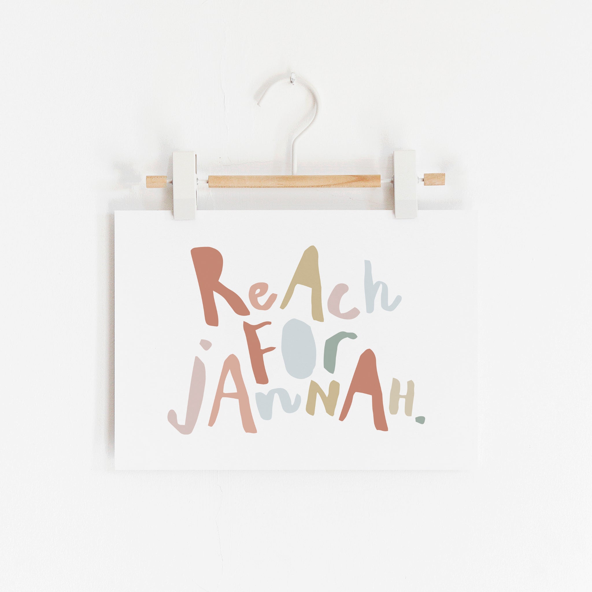 Reach for Jannah - Pink, Biege & Blue | Unframed