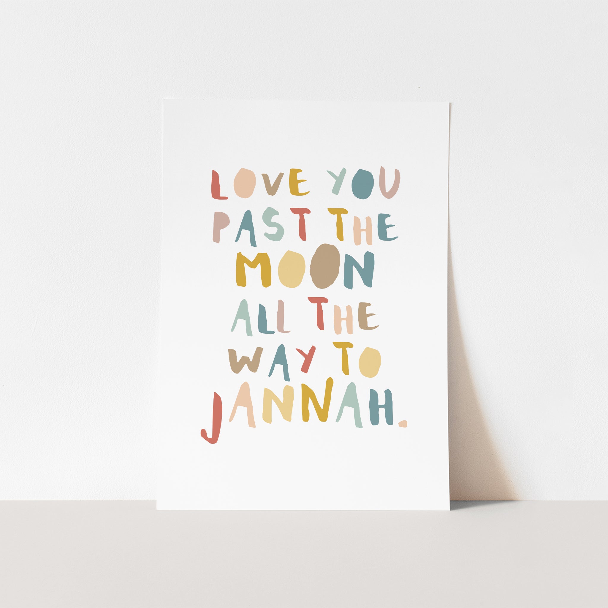 Love You Past the Moon - Pastels/Block | Printable