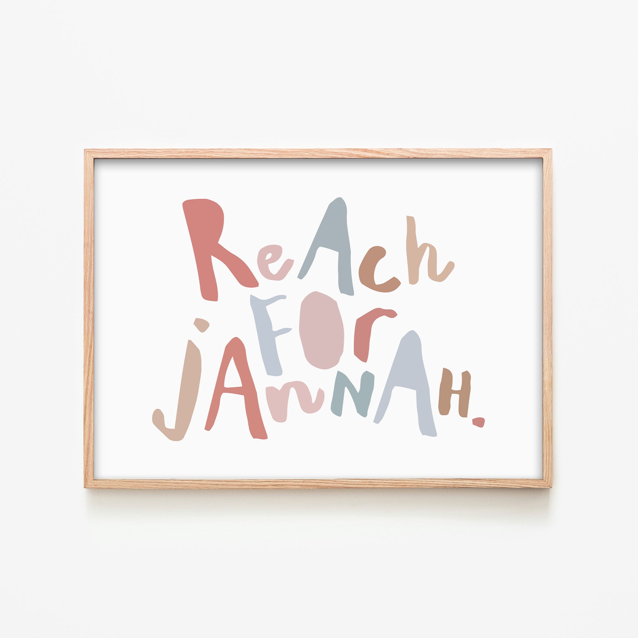 Reach for Jannah - Pink, Brown & Blue | Framed