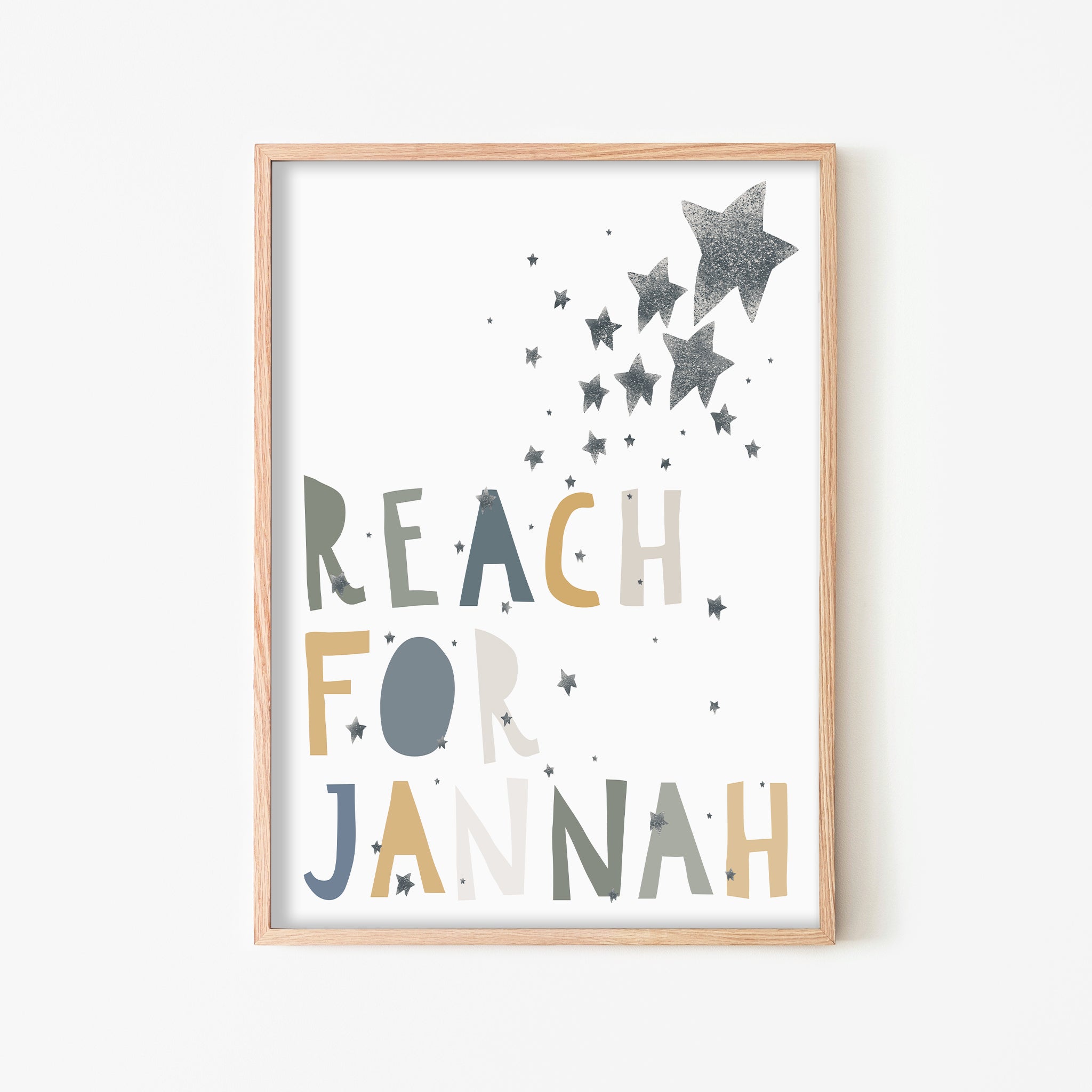 Reach for Jannah - Navy & Green | Framed